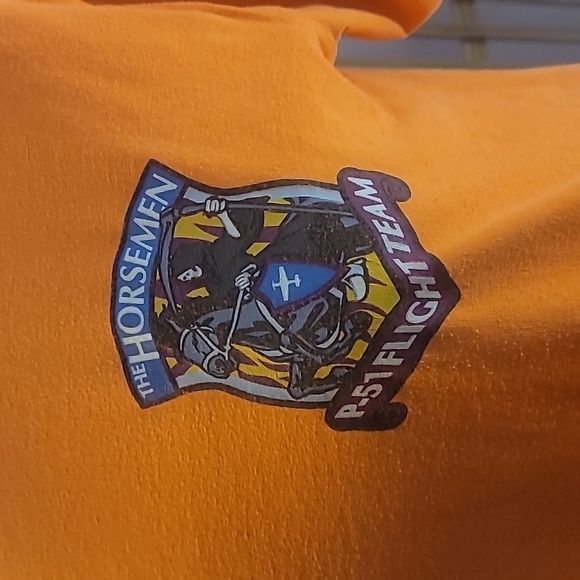 The Horsemen P51 flight team orange tee shirt air show grim reaper size medium - Picture 3 of 9
